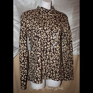 NEW Jones New York Brown Lepard Print Long Sleeve